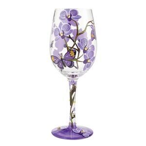 Lolita Floral Butterfly Glass BUTTERFLY JUBILEE HAND PAINTED WINE GLASS